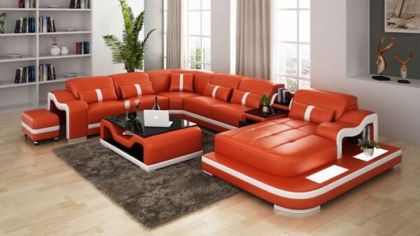 McManu Modern Leather Sectional with LED Light - Image 3